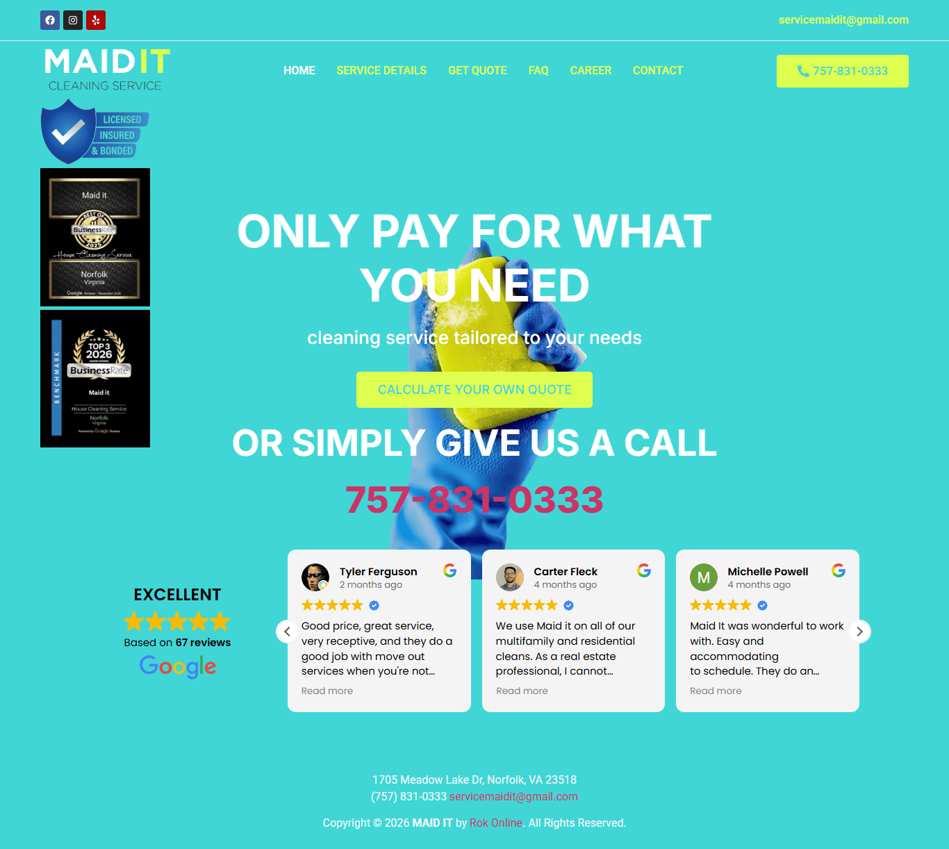 Maid It Cleaning Service full page preview